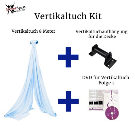 Aerial Fabric Kit - 8 m Aerial Fabric + DVD aerial fabric Volume 1 + Ceiling Mount Bracket - Aerial Fabric Color Sky Blue + Black Ceiling Mount