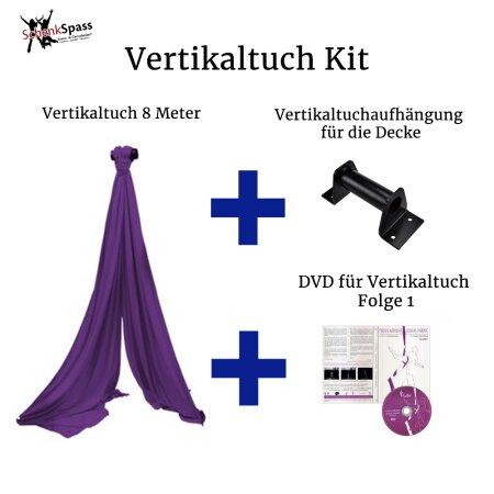 Aerial Fabric Kit - 8 m Aerial Fabric + DVD aerial fabric Volume 1 + Ceiling Mount Bracket - Aerial Fabric Color Purple + Black Ceiling Mount