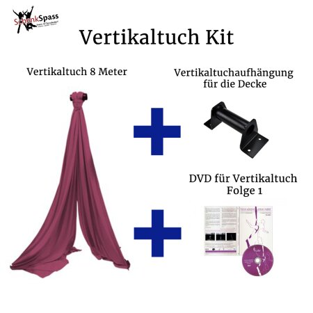 Aerial Fabric Kit - 8 m Aerial Fabric + DVD aerial fabric Volume 1 + Ceiling Mount Bracket - Aerial Fabric Color Maroon + Black Ceiling Mount