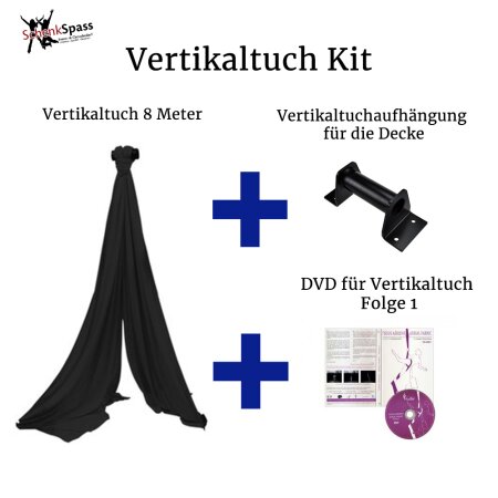 Vertikaltuch Kit - 8 m Vertikaltuch + DVD Vertikaltuch Folge 1 + Aufhängung für die Decke - Vertikaltuch Farbe Schwarz + Aufhängung für die Decke Schwarz