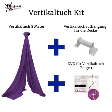 Aerial Fabric Kit - 8 m Aerial Fabric + DVD aerial fabric Volume 1 + Ceiling Mount Bracket - Aerial Fabric Color Purple + White Ceiling Mount