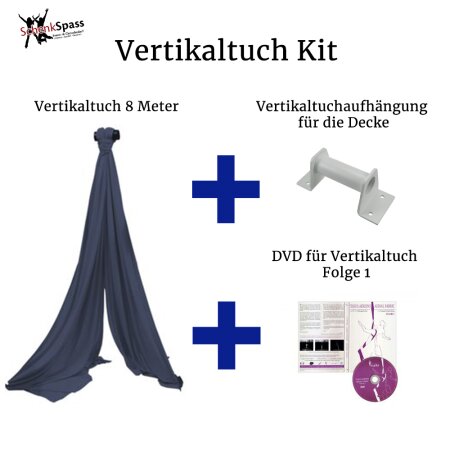 Vertikaltuch Kit - 8 m Vertikaltuch + DVD Vertikaltuch Folge 1 + Aufhängung für die Decke - Vertikaltuch Farbe Navy Blau + Aufhängung für die Decke Weiß