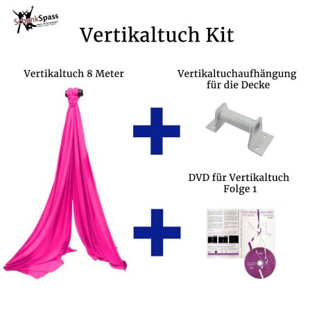 Vertikaltuch Kit - 8 m Vertikaltuch + DVD Vertikaltuch Folge 1 + Aufhängung für die Decke - Vertikaltuch Farbe Pink + Aufhängung für die Decke Weiß