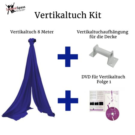 Vertikaltuch Kit - 8 m Vertikaltuch + DVD Vertikaltuch Folge 1 + Aufhängung für die Decke - Vertikaltuch Farbe Royalblau + Aufhängung für die Decke Weiß