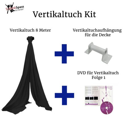 Aerial Fabric Kit - 8 m Aerial Fabric + DVD aerial fabric Volume 1 + Ceiling Mount Bracket - Aerial Fabric Color Black + White Ceiling Mount