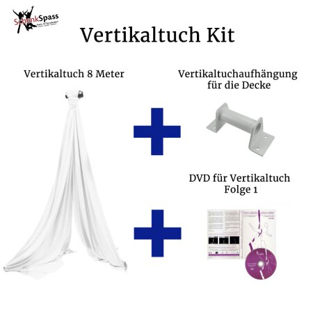 Vertikaltuch Kit - 8 m Vertikaltuch + DVD Vertikaltuch Folge 1 + Aufhängung für die Decke - Vertikaltuch Farbe Weiß + Aufhängung für die Decke Weiß