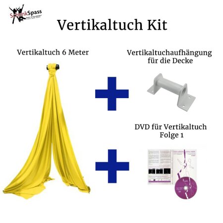 Aerial Fabric Kit - 6 m Aerial Fabric + DVD aerial fabric Volume 1 + Ceiling Mount Bracket - Aerial Fabric Color Yellow +  White Ceiling Mount