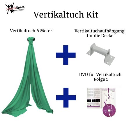 Aerial Fabric Kit - 6 m Aerial Fabric + DVD aerial fabric Volume 1 + Ceiling Mount Bracket - Aerial Fabric Color Green +  White Ceiling Mount