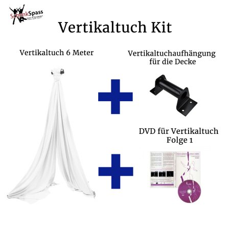 Aerial Fabric Kit - 6 m Aerial Fabric + DVD aerial fabric Volume 1 + Ceiling Mount Bracket - Aerial Fabric Color White +  Black Ceiling Mount