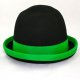Juggling bowler hat Juggle Dream black hat and green ribbon outside 58