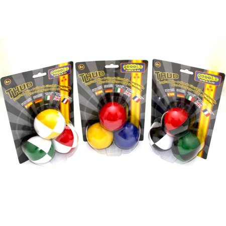 3-er Set Jonglierball Thud 120 Gramm, 65 mm weiß/grün, weiß/gelb, weiß/rot