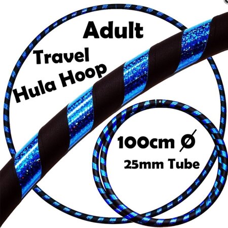 Hoop Reifen von FlamesNGames - Ultra Grip Travel Hoop für Erwachsene, 100cm Glitzer Schwarz/Blau