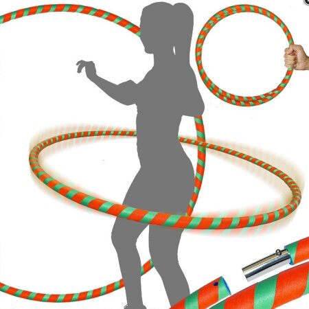 Hoop Reifen von FlamesNGames - Ultra Grip Travel Hoop für Erwachsene, 100cm Grün/Orange