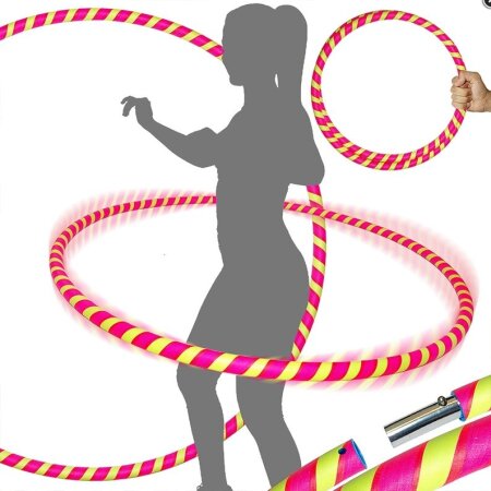Hoop Reifen von FlamesNGames - Ultra Grip Travel Hoop für Erwachsene, 100cm Gelb/Pink