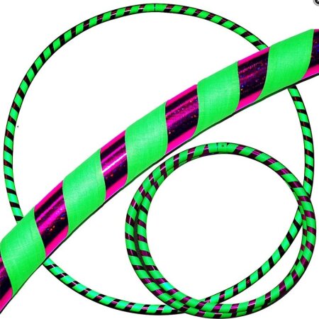 Hoop Reifen von FlamesNGames - Ultra Grip Travel Hoop für Kinder, 85cm Glitzer Lila/Grün