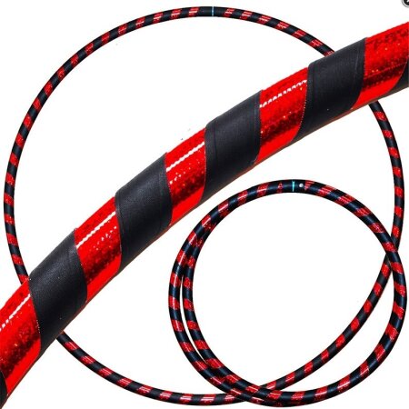 Hoop Reifen von FlamesNGames - Ultra Grip Travel Hoop für Kinder, 85cm Glitzer Rot/Schwarz