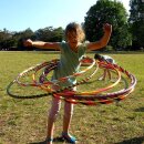 Hoop by FlamesNGames - Kid’s Travel Hoop (Ultra-Grip), 85 cm Glitter blue/orange