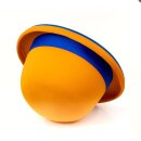 Juggling bowler hat Juggle Dream orange hat and blue ribbon outside 59
