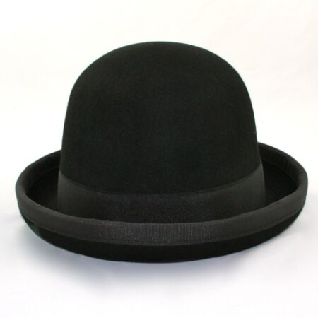 Juggling bowler hat Juggle Dream black hat and black ribbon outside 56