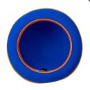 Juggling bowler hat Juggle Dream orange hat and blue ribbon outside 56