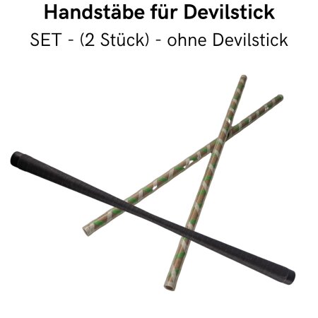 Devilstick Handstäbe SchenkSpass 48 cm lang, 2 mm Silikon (Set) – Crazy Design Edition grün/weiß