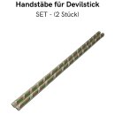 Devilstick Handstäbe SchenkSpass 48 cm lang, 2 mm Silikon (Set) – Crazy Design Edition grün/weiß