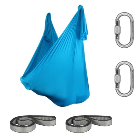 Aerial Yoga Tuch SchenkSpass Set (2 O-Slings + 2 Karabiner + Tuch 600 cm x 280)