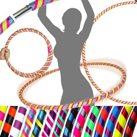 Hoop Reifen von FlamesNGames - Ultra Grip Travel Hoop für Erwachsene, 100cm  Glitzer Blau/Orange