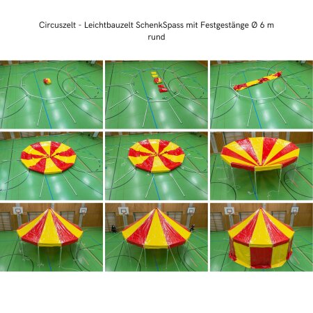 Circuszelt - Leichtbauzelt SchenkSpass mit Festgestänge Ø 6 m rund