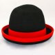 Juggling bowler hat Juggle Dream black hat and red ribbon outside