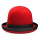Juggling bowler hat Juggle Dream red hat and black ribbon outside