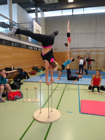 Rotating Handstand Platform with Canes